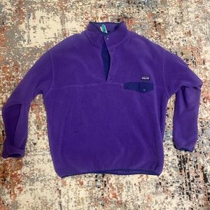 purple patagonia fleece coat